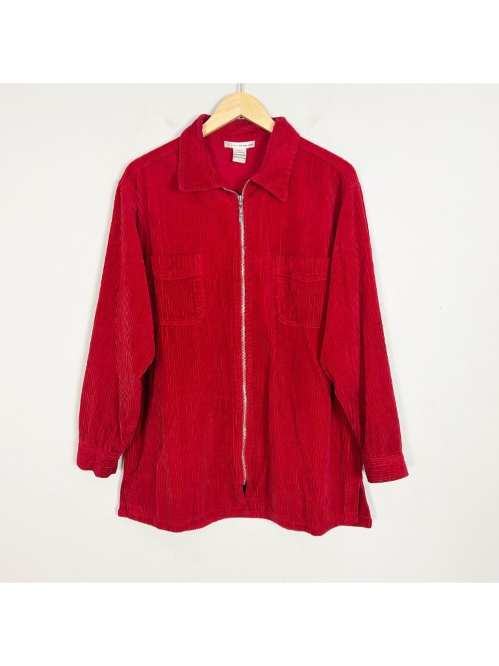 Y2K Women's Oversized Corduroy Shirt Jacket Shacket Full Zip Size Medium
